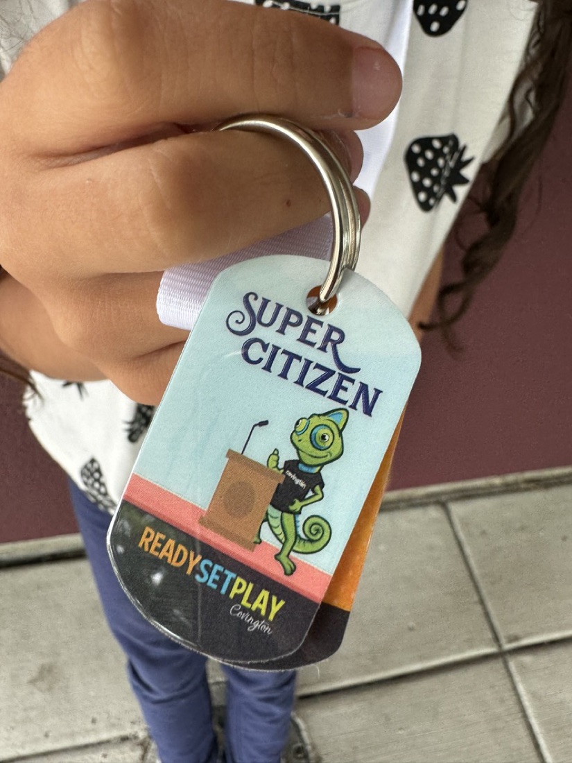 A Super Citizen badge from Covington's Ready Set Play summer program